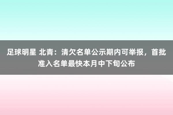 足球明星 北青：清欠名单公示期内可举报，首批准入名单最快本月中下旬公布