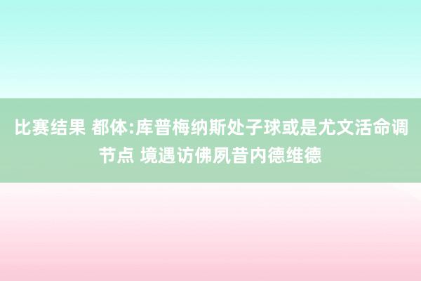 比赛结果 都体:库普梅纳斯处子球或是尤文活命调节点 境遇访佛夙昔内德维德