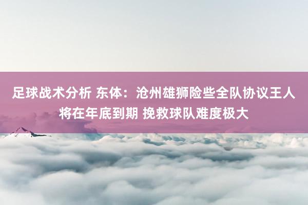 足球战术分析 东体：沧州雄狮险些全队协议王人将在年底到期 挽救球队难度极大