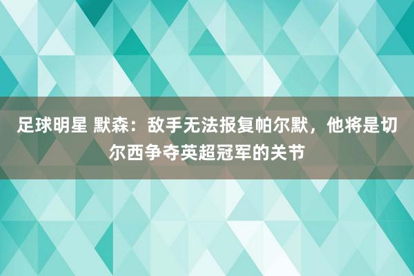 足球明星 默森：敌手无法报复帕尔默，他将是切尔西争夺英超冠军的关节