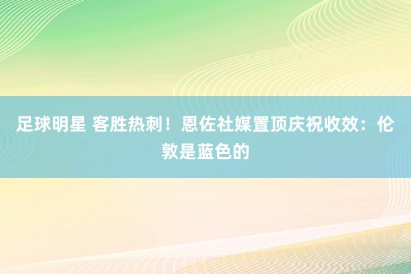 足球明星 客胜热刺！恩佐社媒置顶庆祝收效：伦敦是蓝色的