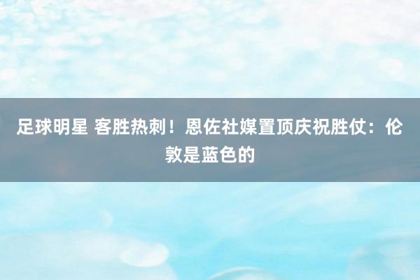 足球明星 客胜热刺！恩佐社媒置顶庆祝胜仗：伦敦是蓝色的