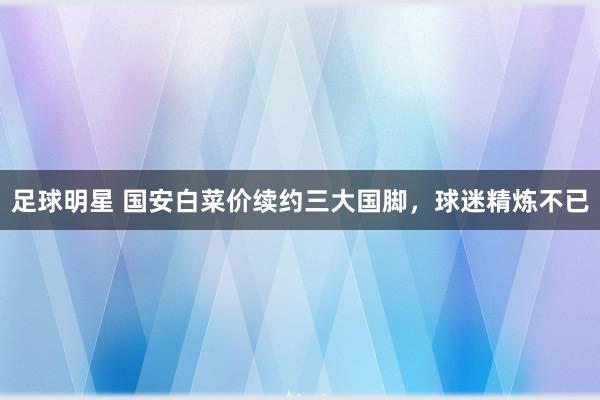 足球明星 国安白菜价续约三大国脚，球迷精炼不已